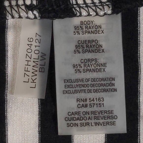 Karl Lagerfeld Womens T-Shirt Black Striped Cap Sleeve Scoop Neck Stretch Lace S - Picture 7 of 9